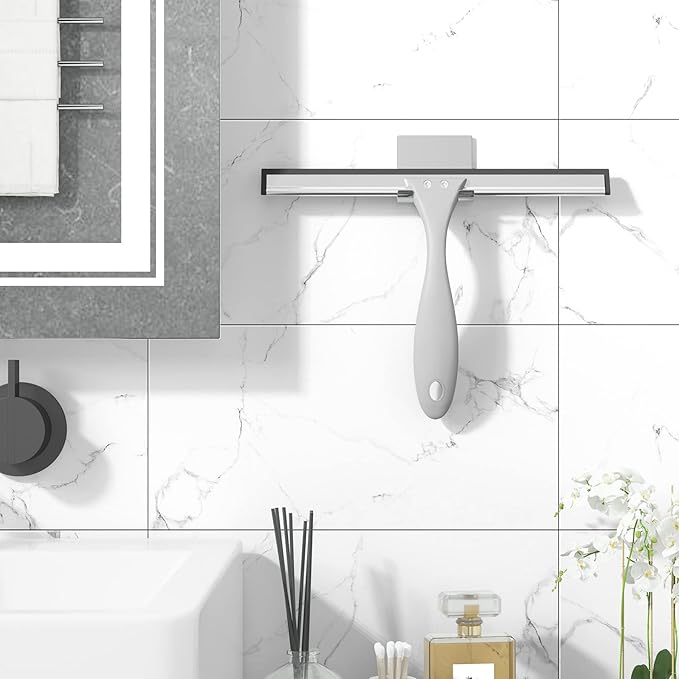 AmazerBath Squeegee for Shower Glass Door, All-Purpose Squeegee with Hook for Shower Doors, Windows, Mirrors, Tiles and Car Glass, 10 Inches