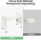 Microwave Stand, 2-Tier Expandable(17.4"-27.4") Microwave Oven Rack, Heavy Duty Adjustable Shelf with 9 hooks, Kitchen Organizer Storage Shelves for Pantry, Countertop, Coffee Bar, Office, Dorm, White