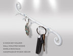 RTZEN Farmhouse Small Key Holder for Wall - Handcrafted Swirl Decorative 5 Key Hooks for Home Entryway - Wrought Iron Wall Mount Rack Purse Coat and Leash Holder or Organizer (Classic White)