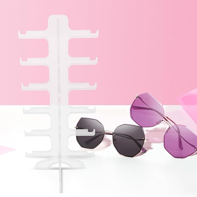 Luxshiny Multi-Tier Glasses Holder Stand 6-Layer Plastic Sunglasses Display Rack Eyewear Organizer for Home Storage and Closet Use