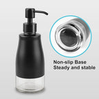 Dish Soap Dispenser with Stickers, 2 Pack Kitchen Dish Refillable Liquid Dispensers, Stainless Steel Case Glass Liner Soap Dispenser for Bathroom Kitchen, Matte Black (10 OZ./ 300ML)