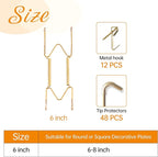 Bilillo 12 Pieces Invisible Heavy Duty Plate Holders, Stainless Steel Plate Hangers for The Wall, Plate Hangers for Display with Wall Hooks, Suitable for 6-8 inch Decorative Plates and Arts (Gold)