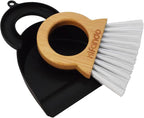 Mini Broom and Dustpan for Housekeeping-Bamboo Handle Small Broom and Dustpan Set Combination Mini Desktop Sweep, Keyboard Cleaning Brush with Shovel Brush,Round Bamboo Handle