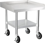 HARDURA Stainless Steel Equipment Work Stand 24" x 24" Prep Table with Under Shelf and Caster for Commercial & Workplace, Home, Hotel, Garage
