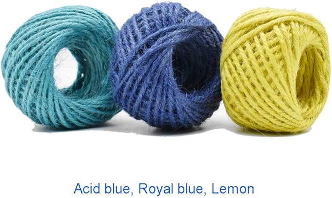 12 Color Jute Twine Natural Jute String 2mm 3 Ply for Artworks, DIY Crafts, Gift Wrapping & Embellishments - 33 Yard per Roll