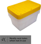 CX BLACK & YELLOW, 27-Gallon Heavy Duty Clear Storage Container & Snap-Tight Lid, Clear & Yellow (14.3H x 20.6W x 30.6D), Weather-Resistant, Stackable, See-Through Organization Tote [2 Pack]