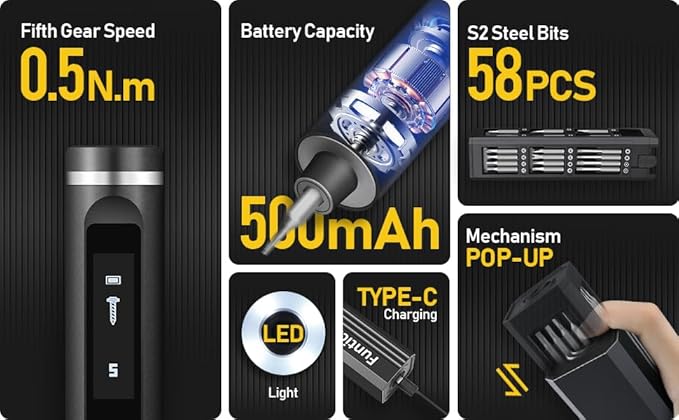 Mini Electric Screwdriver Set,Cordless screwdriver rechargeable,power screwdriver,destornillador eléctrico,Magnetic Bits,5 Torque,LED Display, Electric Screwdriver for Phone PS5 Laptop Watch
