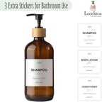 Dish Amber Glass Soap Dispenser with Plastic Pump, 16 Oz Brown Dish Soap Dispenser Set Refillable Reusable Apothecary Soap Pump Dispenser Bottles for Bathroom and Kitchen