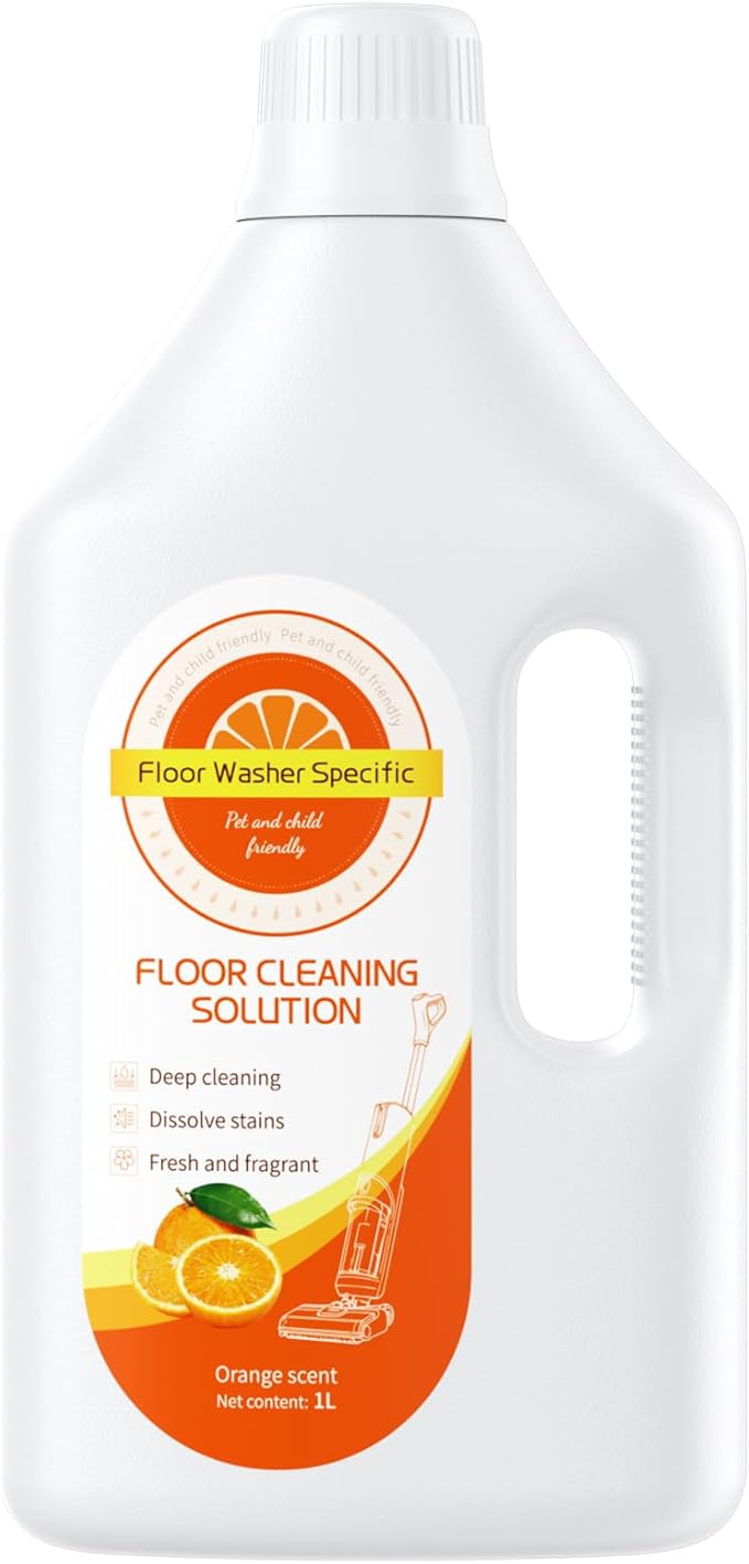 1L Orange Floor Cleaning Solution Compatible With Tineco/Bissell/Dreame And Shark, Fragrance Deodorization, Deep Cleans for Multiple Hard Floors, Suitable With Cordless Wet/Dry Vacuum