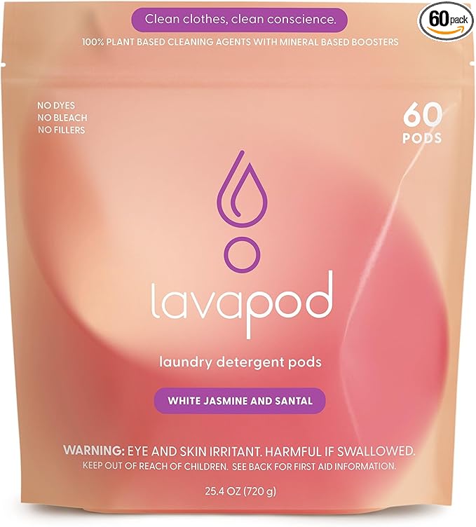 Luxury Laundry Pods - Plant-Based Detergent with Premium Fragrance | Biodegradable PVA Film | Made in USA | 60 Count (White Jasmine & Santal)
