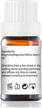 Magnolia Essential Oil - Pure Natural Fragrance for Aromatherapy, Perfume Making, Candles, Soap, Room Spray, Diffuser Blends - Organic, 10mL Undiluted - Pack of 2