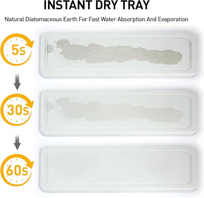 Moforoco Kitchen Dish Soap Dispenser Set, 16OZ Glass Bottle, Hand and Dish Soap Dispenser Set, Instant Dry Tray, Non-Slip Silicone Pad, Brush Holder with Sponge Holder, Kitchen Decor（White Bottle）