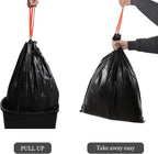 Tall Kitchen Drawstring Trash Bags, 10 Gallon, Heavy Duty Garbage Bag Unscented, 110 Count, Black, F