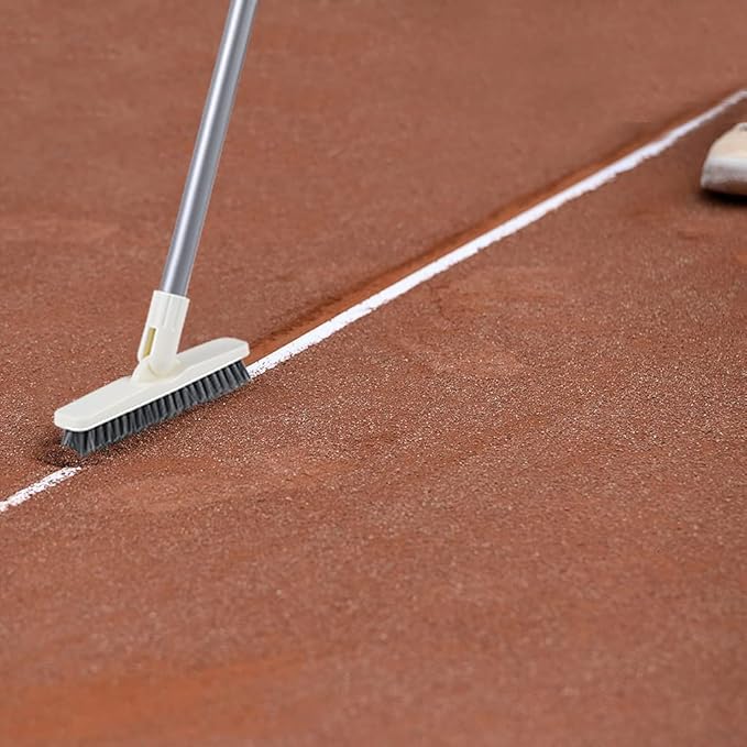 Grout Scrub Brush with Long Handle, Swivel Grout & Corner Cleaning Brush for Tile Floors, Stiff V-Shaped Bristle Grout Cleaner Brush for Grout Line, Deep Grooves, Walk in Shower, Bathroom and Kitchen