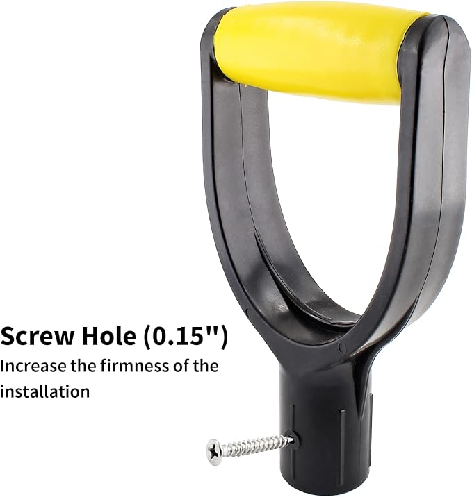 2 Pcs Plastic Shovel D Grip Handle, 32mm / 1.26" Inner Diameter Spade, for Digging Raking Tools, Yellow
