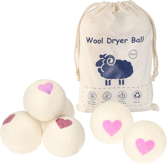 Wool Dryer Balls Reusable Natural Fabric Softener 100% New Zealand Wool Balls for Dryer Reduce Clothing Wrinkles and Saves Drying Time
