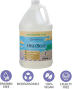 Ginger Lily Farms Botanicals Plant-Based Liquid Dish Soap, Concentrated Formula with Max Grease Cleaning Power, Cruelty-Free, Fragrance-Free, 1 Gallon Refill (Pack of 4)