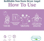 Dryer Angel - Natural Dryer Sheet Alternative, Non-Toxic Reusable Fabric Softener Sheets and Scent Booster, Safe for Babies and Sensitive Skin, Laundry Room Essentials - 2 Packs + 2 Refills