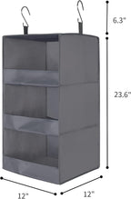GRANNY SAYS 3-Shelf Closet Organizers and Storage, Foldable Hanging Closet Organizer, Hanging Closet Shelves with 2 Metal Hooks, Leak-Proof Closet Hanging Organizer for Locker & Camper, Gray, 2-Pack