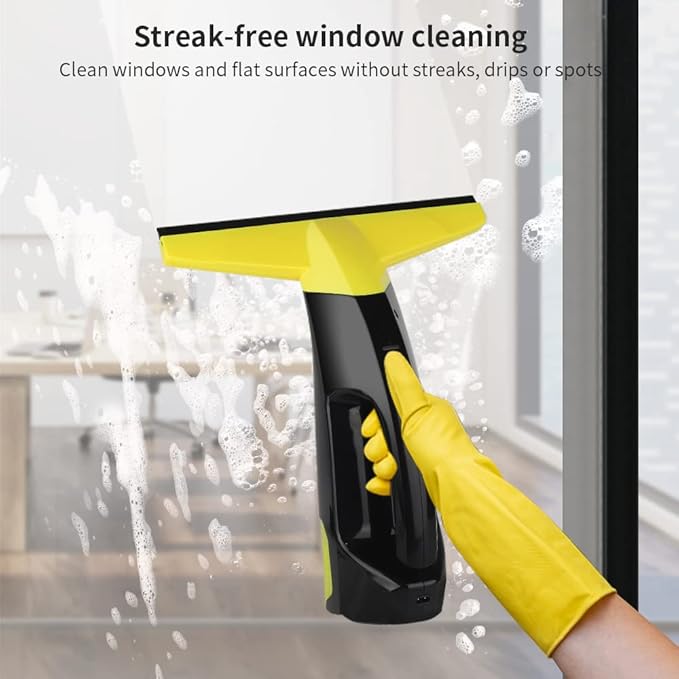 Rechargeable Window Vac, Power Window Vacuum Cleaner Set, Window Squeegee Electric Cleaning Tool for Windows, Tiles, Mirrors, 200ml Water Tank
