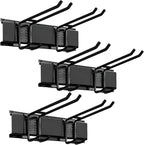 Heavy Duty Garage Organizer Tool Organizer Wall Mount, Iron Metal Hooks Set 6 Pcs, Black Adjustable Dual Hooks, Ideal for Saving Space, Supports 16 in Stud Spacing