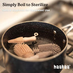 Haakaa Silicone Cleaning Brush Kit – Household Cleaning Brushes for Bottles and Crevices – Food-Grade Silicone: Dishwasher Safe (Kit-Blush)