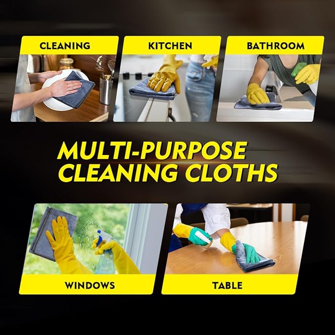 HOMEXCEL Grey Microfiber Cleaning Cloth 50 Pack, 12.5 x 12.5 inch Microfiber Towels for Cars, Ultra Absorbent Car Washing Cloth, Lint Free Streak Free Cleaning Rags for Car, Kitchen, and Window