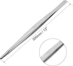 uxcell 2 Pcs 12-Inch Stainless Steel Straight Blunt Tweezers with Serrated Tip Daily Garden Tool