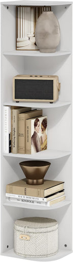 Furinno Pasir 5-Tier Corner Open Shelf Bookcase, White