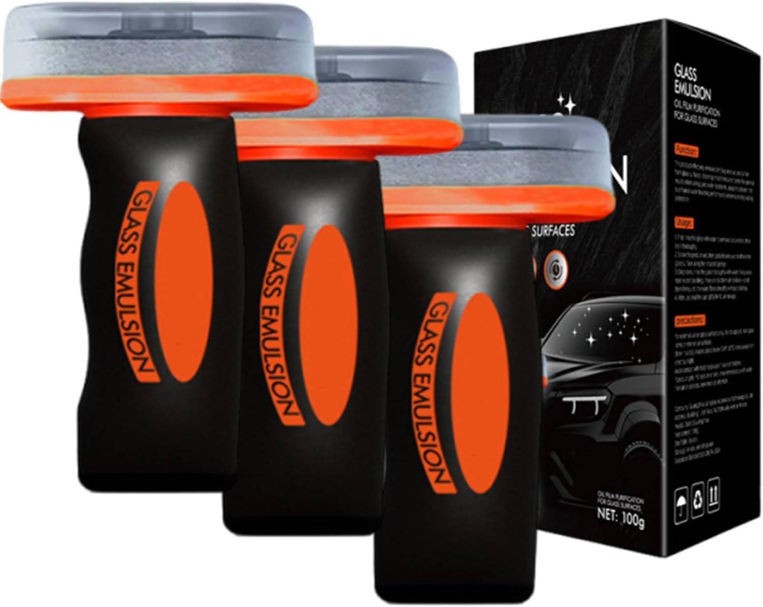 Q4 Glass Guard, 3 Pcs Q4 Glass Cleaner, Windshield Oil Film Remover, Oil Film Cleaning Brush For Car Windows (3pcs)