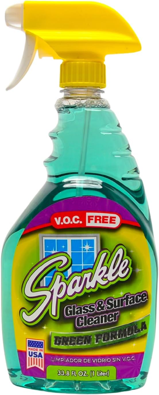 Sparkle Glass & Window Cleaner Spray, VOC-Free Eco Formula, Streak-Free Finish for Windows & Mirrors, 33.8 fl oz (Pack of 3)