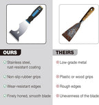 3 Inch Stainless Steel Paint Scraper Tool - Multi-Purpose Putty Knife with Non-Slip Rubber Grip for Drywall Repair, Wallpaper Removal & Paint Application