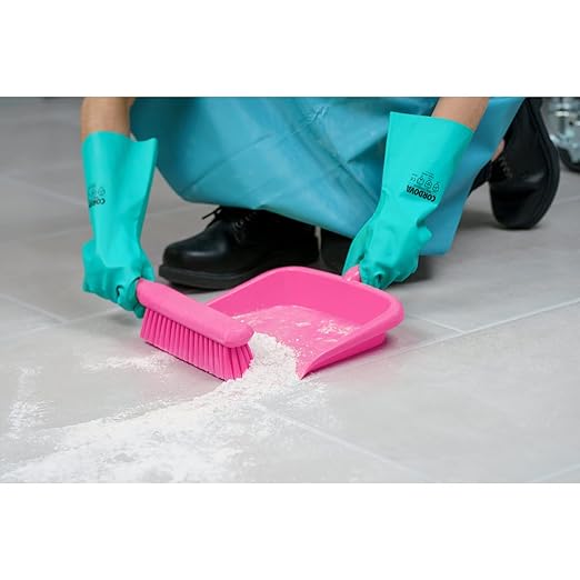 SPARTA Large Handheld Dustpan with Hanging Hole, Heavy-Duty Plastic Dustpan with Wide Lip for Countertops and Surfaces, Plastic, 10 Inches, Pink
