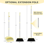 Broom and Dustpan Set House Brooms for Sweeping Indoor Collapsible Broom and Dust Pan Combo for Home Office Kitchen Lobby Floor Pet Hair (Small-Yellow)