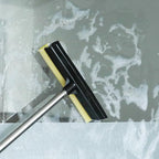 Long Handle Window Squeegee,2 in 1 Window Cleaning Car Squeegee,Windshield Squeegee with Cleaning Sponge and Rubber