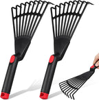 BESPORTBLE 2-Pack Small Hand Rakes - Lightweight Plastic Garden Rakes for Raised Garden Bed, Leaves, Lawns & Tight Spaces, Easy-Grip Ergonomic Handle (No Rust/Bend)