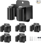 5 PCS Broom Holder Wall Mount, Upgraded Heavy Duty Mop and Broom Holder Wall Mount, Stainless Steel Broom Hanger Mop Holder Rack for Kitchen Laundry Garden Tool Organizer
