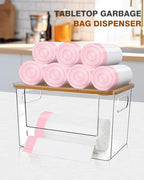 Trash Bag Dispenser 2 Pack, Acrylic Garbage Bags Dispenser with Bamboo Top, Extra Large Trash Bag Holder Dispensers Under Sink for Kitchen, Cabinet, Laundry Room, Pantry Organizer and Storage