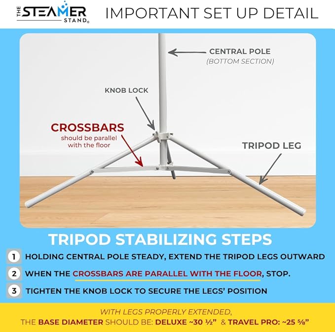 Travel Pro | Adjustable Standing Garment Steaming Rack with Hanger | Fast, Foldable, Sturdy, Portable Steam Ironing Solution for Travel & Home