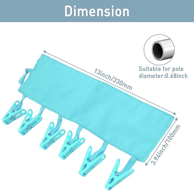 TamBee Portable Hanger Clips Travel Clothesline Travel Hangers Towel Drying Rack Clothing Hanger Folding Portable Sock Dock Swimsuit Drying Rack Hanger with 6 Clips Pack of 3 (Blue)