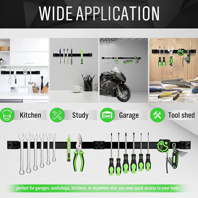 ALWORKKIT Magnetic Tool Holder 12" (4 Pack) - Wall-Mounted Alloy Steel Organizer Bars for Garage, Workshop, Tools Storage Mounting w/Screws.