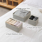 Fordonral 12 Pack Drawer Organizer Clothes, Foldable Fabric Dresser Organizer Closet Organizers and Storage Box for Underwear,Folded Clothes,Baby Clothing,Socks,Bra,Towels,Ties(12 Pack,Gray)