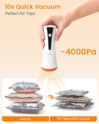Vacuum Seal Bags for Clothing Travel with Rechargeable Cordless Pump, 12 Pack Compression Space Saver Bags for Packing, Luggage and Seasonal Storage