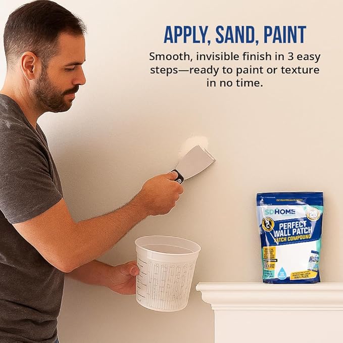 Drywall Repair Compound by SD Home, Fast-Drying Spackle Filler for Holes, Cracks & Wall Damage, Mix-As-Needed Dry Compound Putty, 2 lb. Resealable Bag, Perfect Drywall Hole Patch Solution