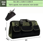 FASTECH 22-inch Wide Mouth Tool Bag with Water Proof Molded Base, Wide Mouth Tool Tote Bag, Waterproof Tool Organizer Bag for Men with Adjustable Shoulder Strap(No Bottom Shell)