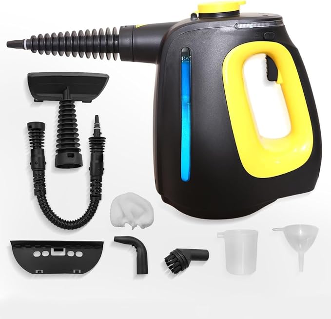 Steam Cleaner, Pressurized Handheld Steam Cleaner for Home 1350W with 10-Piece Accessory Set. 530ML Large Capacity Natural Multipurpose Portable Steamer with Safety Lock for Bathroom, Home.