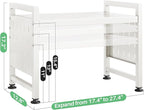 Microwave Stand, 2-Tier Expandable(17.4"-27.4") Microwave Oven Rack, Heavy Duty Adjustable Shelf with 9 hooks, Kitchen Organizer Storage Shelves for Pantry, Countertop, Coffee Bar, Office, Dorm, White