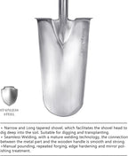 Berry&Bird Trenching Shovel, Garden Drain Spade Shovel with Wood Handle, 42.5" Stainless Steel Gardening Planting Spade, Heavy Duty Root Cutter Shovel Trench Shovel for Digging Transplanting & Edging