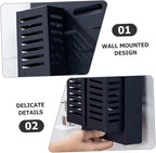 Stainless Steel Kitchen Cutlery Holder Wall Mounted Utensil Shelf with Hooks Multifunctional Storage Rack for Kitchen Utensils and Knives Black