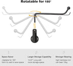 Mkono Wall Mounted Drying Rack Laundry Clothes Hanger with Swing Arm Space Saving Metal Hanging Valet Rod for Laundry Closet Organizer Bathroom Bedroom, 2 Pack, Black